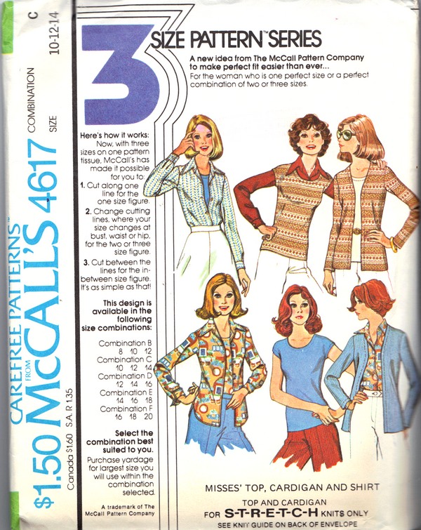 McCalls 4617 Vintage Blouse Pattern Stretch Knits UNCUT