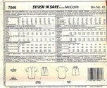 McCalls 7046 stitch 'n save Top Shorts Pattern UNCUT