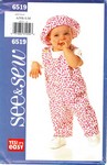 Butterick See & Sew 6519 Infant Jumpsuit Top Hat Pattern