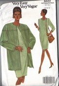 Vogue 8422 Dress Long Jacket Pattern 14-16-18 UNCUT