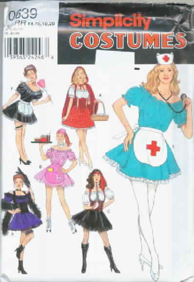 Simplicity 0639 French Maid, Pirate, Nurse Costume Pattern Larg