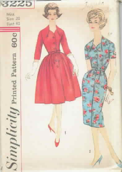 Simplicity 3225 Vintage Dress Pattern, Two Styles