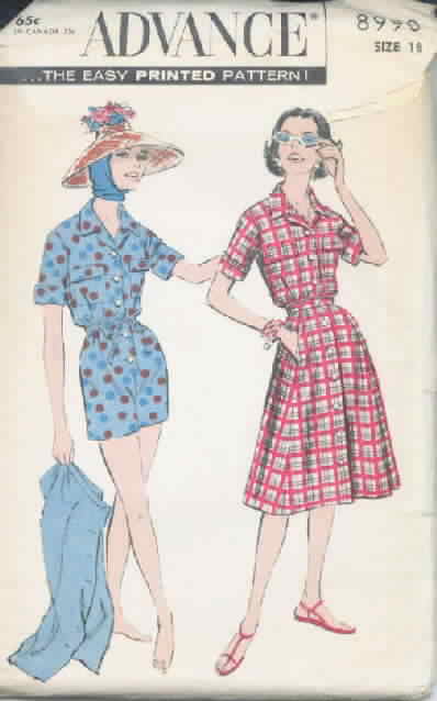 Advance 8990 Vintage Pattern Playsuit and Skirt
