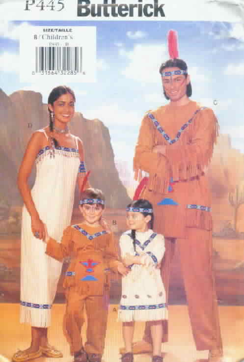 Butterick P445 Indian Native American Children Costume Pattern